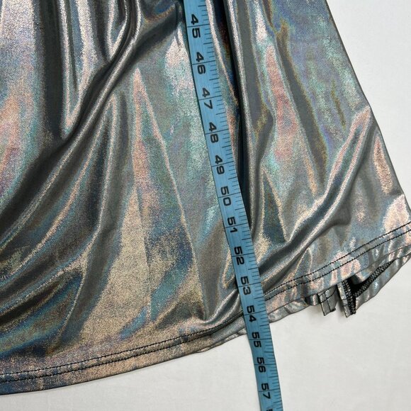 NWT New York Co Metallic Maxi Dress Iridescent Silver Balloon Sleeve Party XS - Picture 7 of 12
